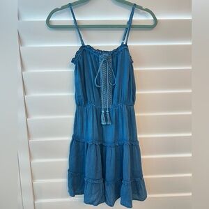 Denim Blue Dress with Crochet Details